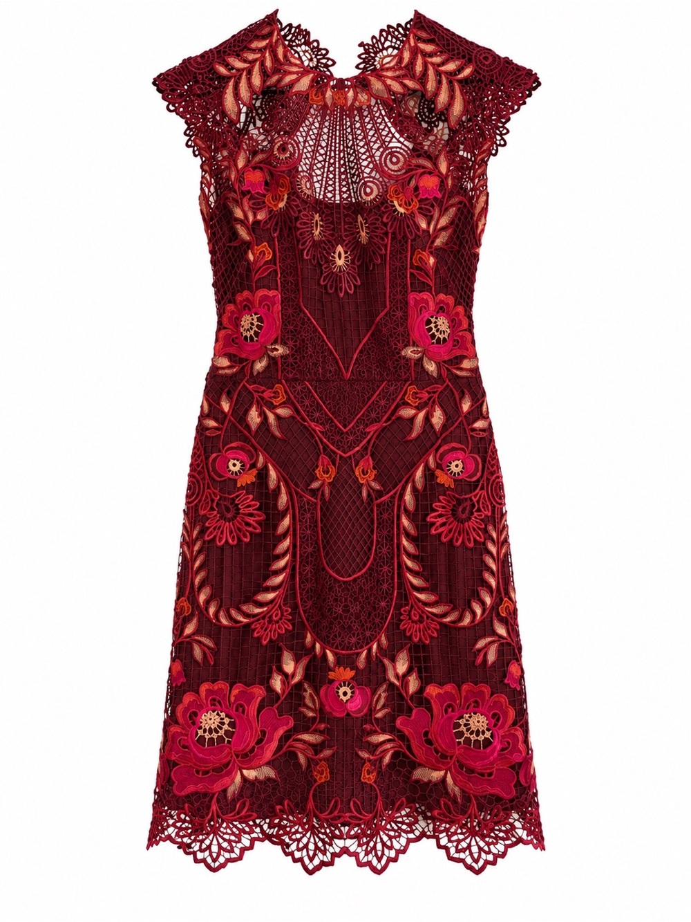 Karen Millen Burgundy Floral Lace Sheath Dress